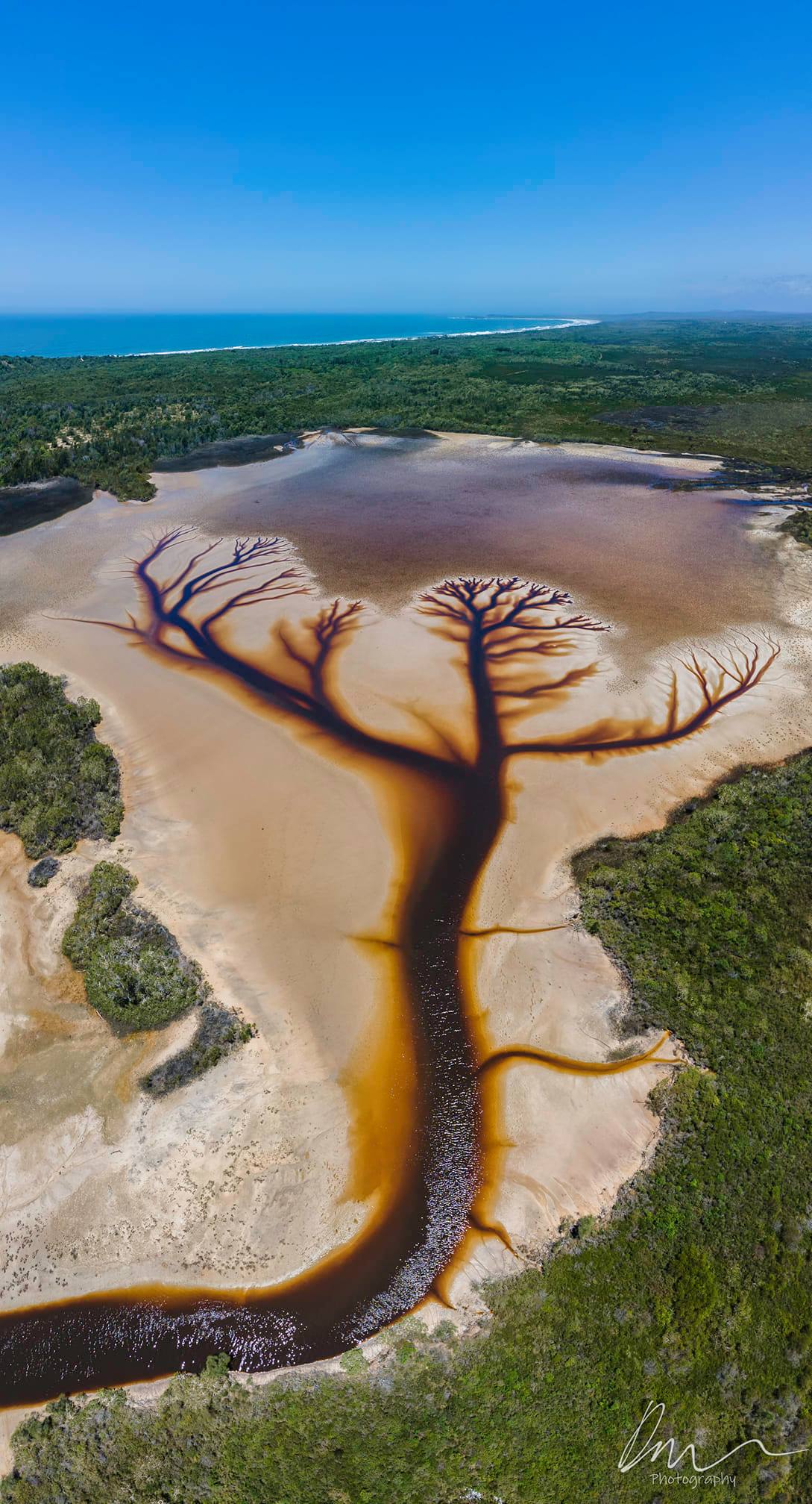 A viral photo of Lake Cakora in New South Wales, Australia, taken by Derry Moroney in December 2020.