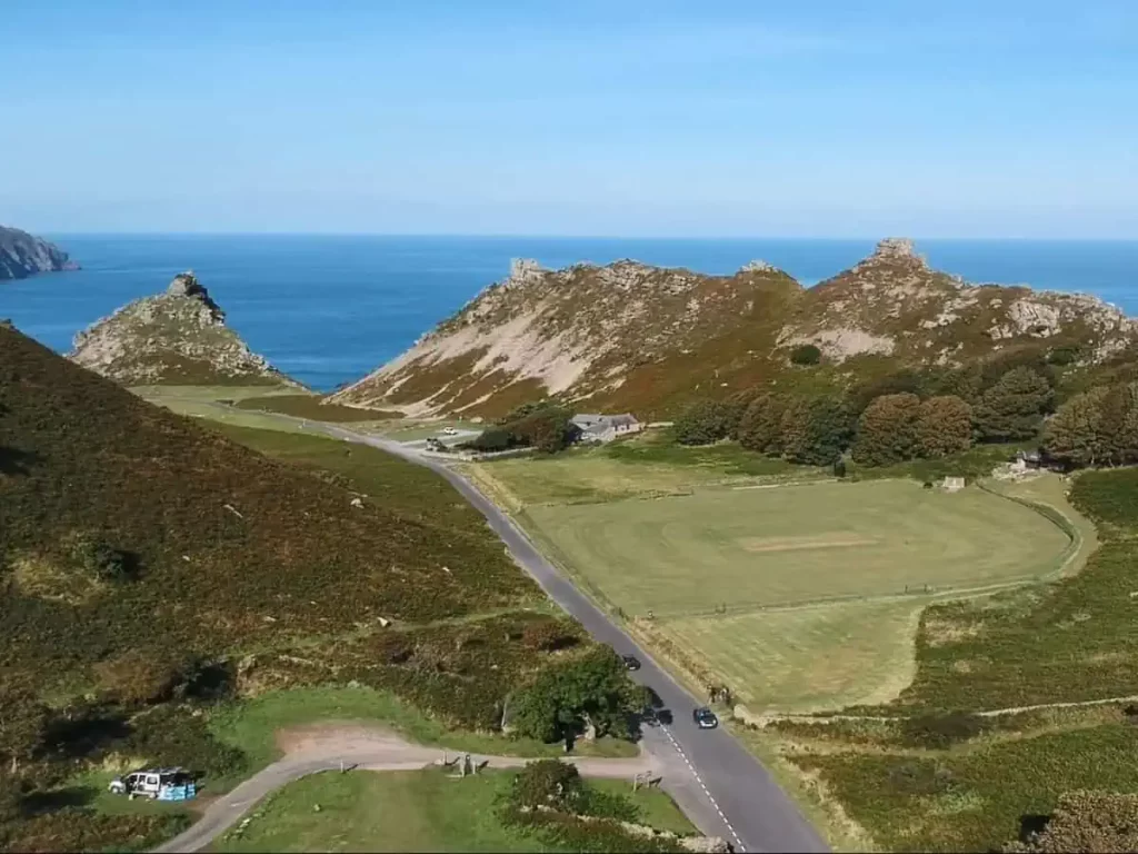 Lynton and Lynmouth Cricket CLub nestled in the Valley of Rocks 