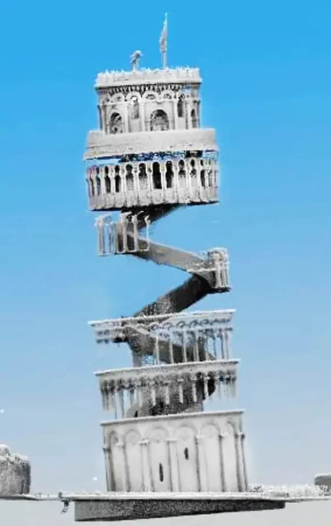 Image of the interior spiral staircase - Leaning Tower of Pisa