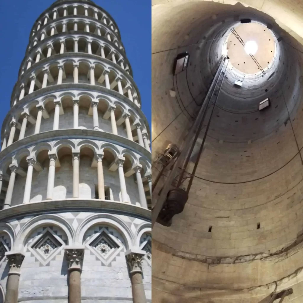 The leaning tower of Pisa is empty inside - photo