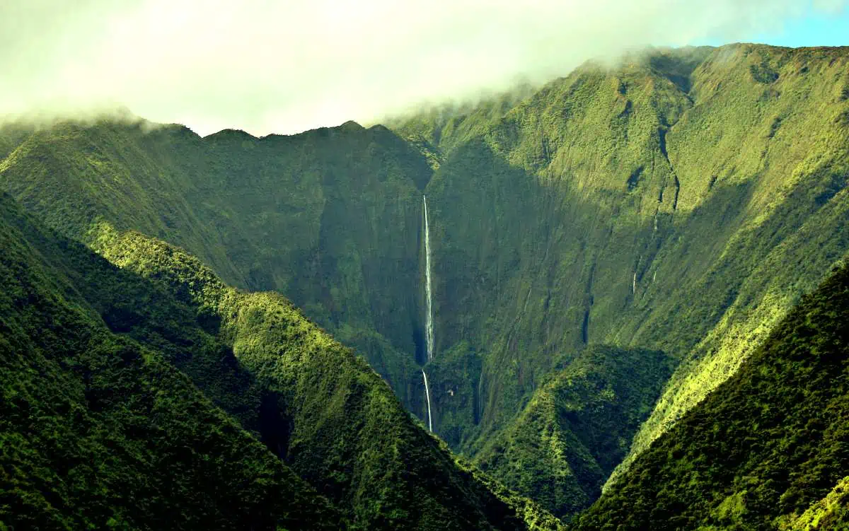 Honokohau Falls, one of the tallest Maui waterfalls, featured in Jurassic Park