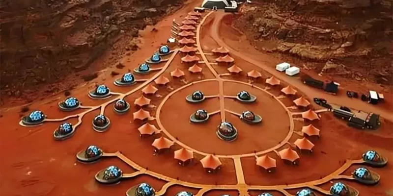 Settlement on Mars? Aicha Luxury Camp at Mars-like landscape of Wadi Rum